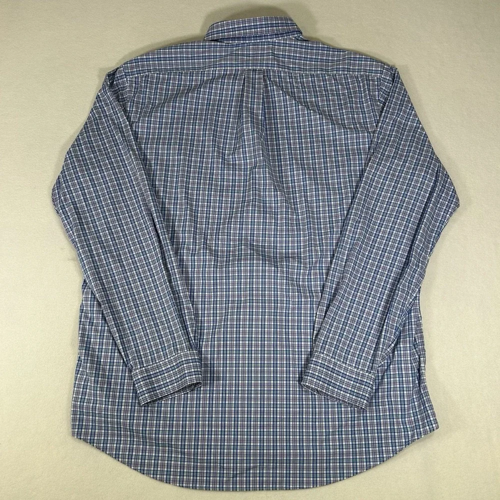 Ralph Lauren Mens XL Blue Purple Plaid Classic Fit‎ Performance Stretch Shirt